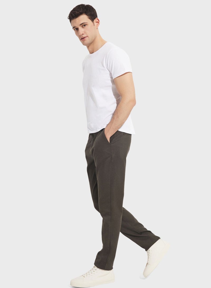 Textured Straight Fit Trousers