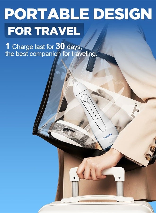 Water Dental Flosser Cordless for Teeth Cleaning - 4 Modes Oral Irrigator 300ML Braces Flossers Cleaner, Rechargeable Portable IPX7 Waterproof Powerful Battery for Travel Home