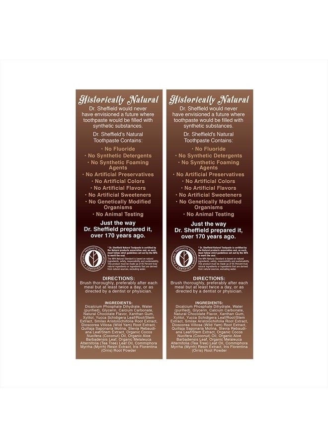 Certified Natural Toothpaste (Chocolate) - Great Tasting, Fluoride Free Toothpaste/Freshen Your Breath, Whiten Your Teeth, Reduce Plaque (2-Pack)