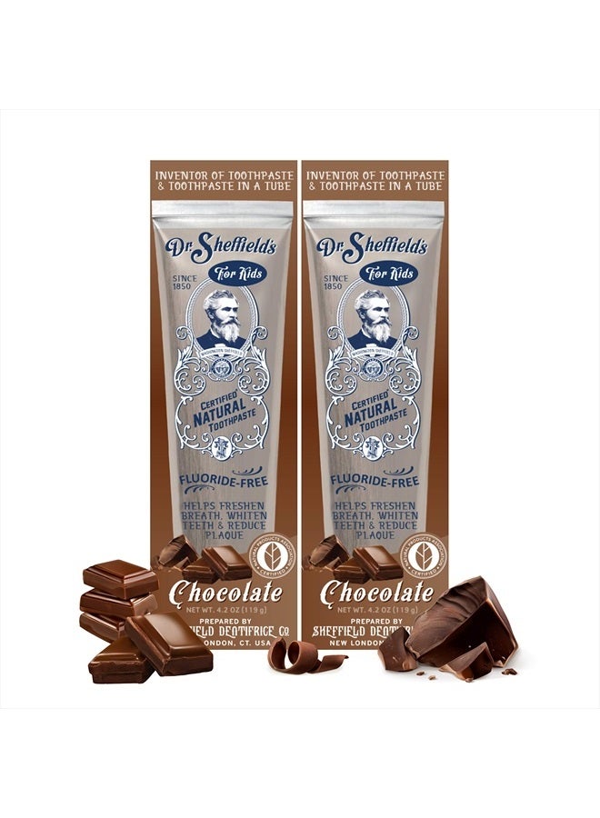 Certified Natural Toothpaste (Chocolate) - Great Tasting, Fluoride Free Toothpaste/Freshen Your Breath, Whiten Your Teeth, Reduce Plaque (2-Pack)