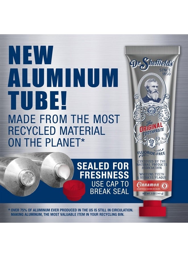 Certified Natural Toothpaste (Cinnamon) - Great Tasting, Fluoride Free Toothpaste/Freshen Your Breath, Whiten Your Teeth, Reduce Plaque (2-Pack)