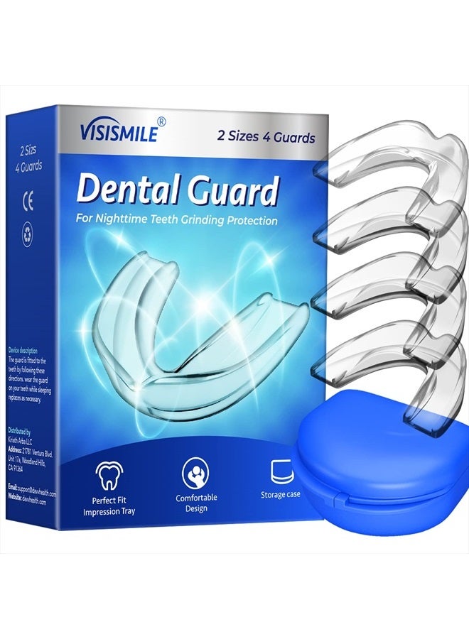 Mouth Guard for Clenching Teeth at Night, Dental Night Guards for Teeth Grinding, Professional Mouth Guard for Grinding Teeth, Stops Bruxism, 2 Sizes Pack of 4 with Hygiene Case