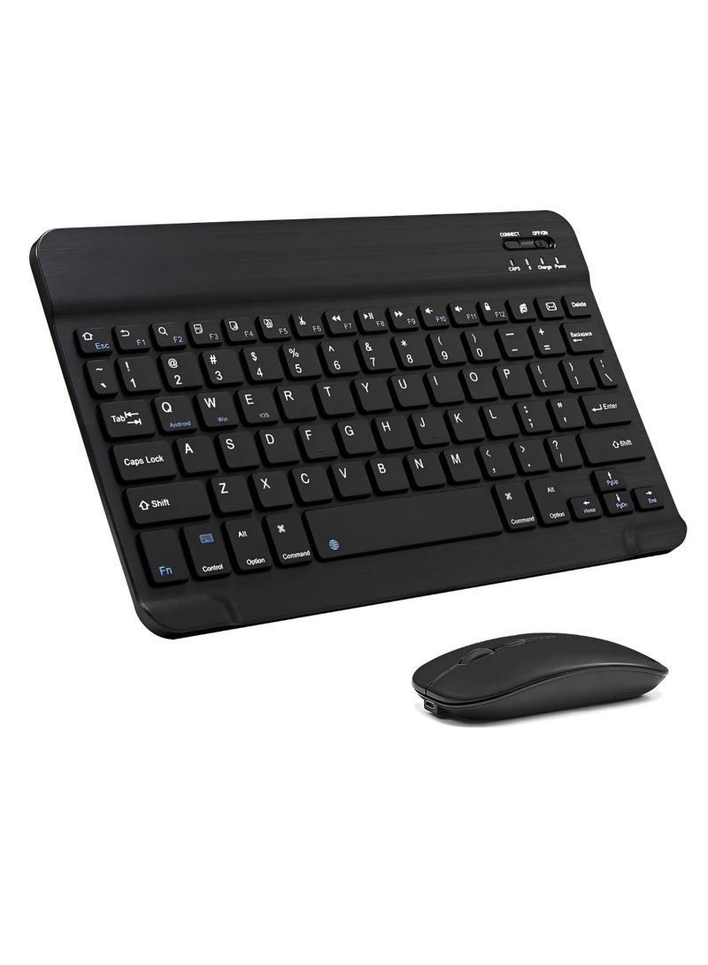 Wireless Bluetooth Keyboard and Mouse, Ultra-Slim Keyboard and Mouse Combo Rechargeable Portable Wireless Keyboard Mouse Set for iPad,iPhone 13 & Above Galaxy Tablet Smartphone Android Tablet