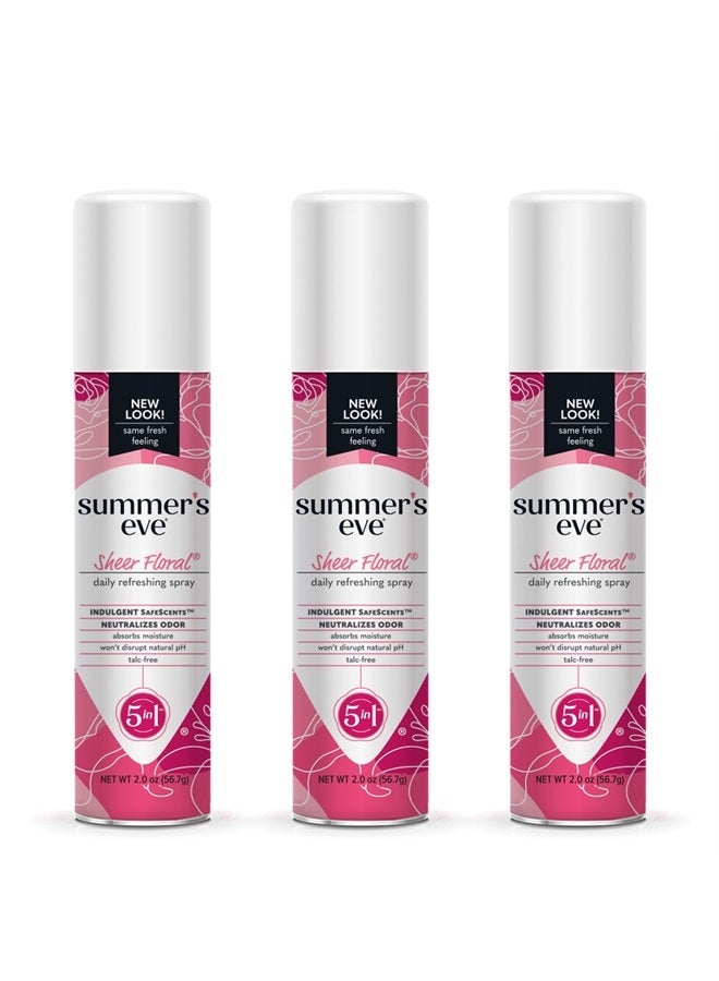 Sheer Floral Daily Refreshing Feminine Spray, 2 oz, 3 Pack