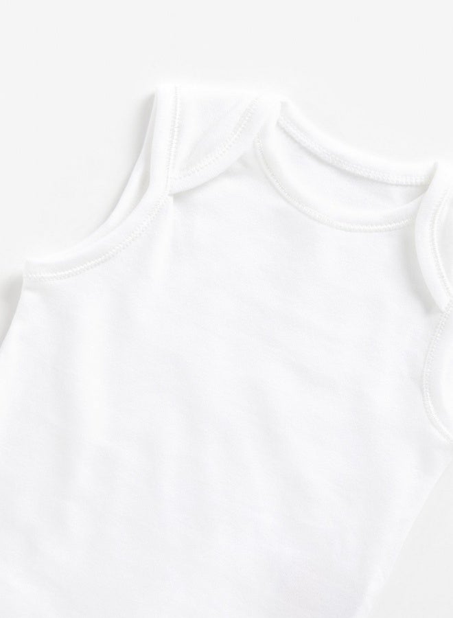 White Sleeveless Bodysuits 7 Pack