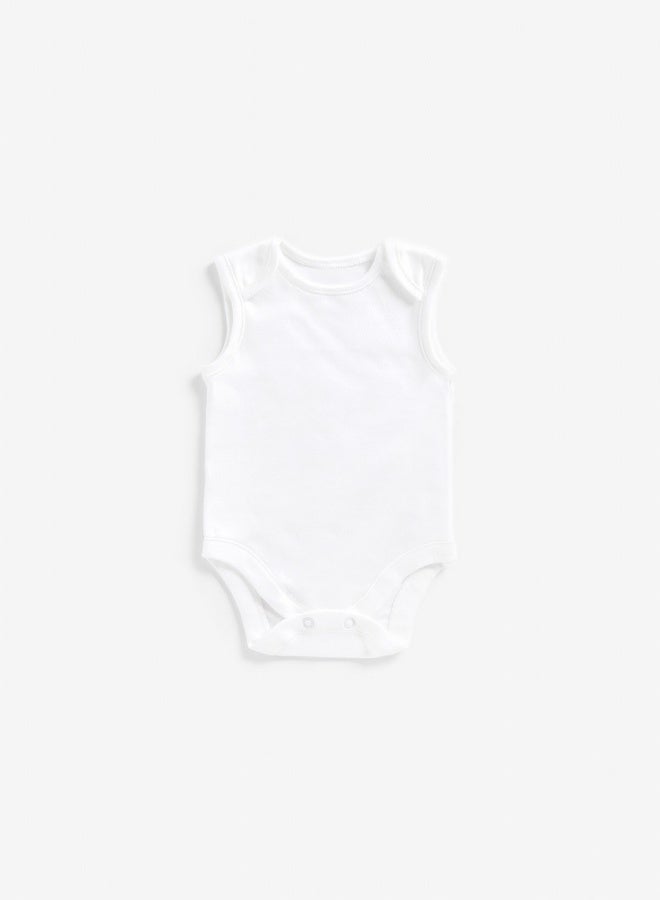 White Sleeveless Bodysuits 7 Pack