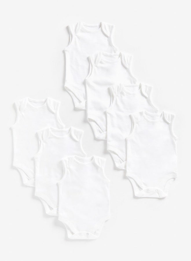 White Sleeveless Bodysuits 7 Pack