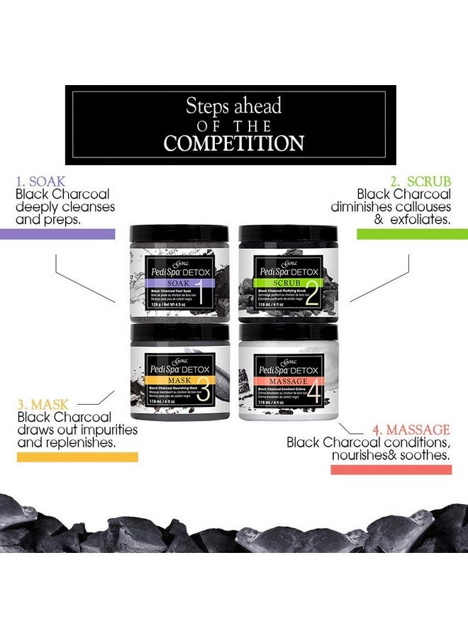 Pedi Spa Detox Black Charcoal For Feet Detox And Rejuvenation 4Pc Kit