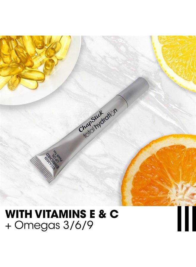 Chapstick Total Hydration Vitamin Enriched Lip Oil, Non Tinted, Vitamin c, vitamin E, Contains Omega 3 6 9, Peach Tea Flavor, 0.23 Fl Oz (Pack of 1)
