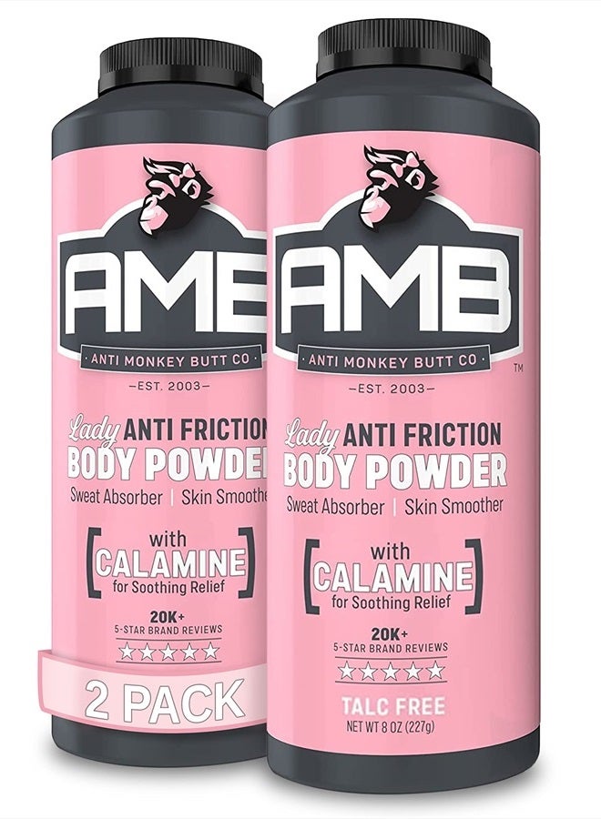 Body Powder for Women, Talc Free Anti Chafing and Sweat Absorbing Powder with Clamine, Hypoallergenic Formula, 8 oz (2 Pack)