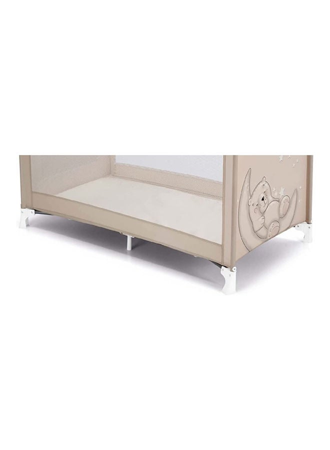Sonno Travel Cot - Beige -  Compact Go-Anywhere Travel Cot,  0 To 36 Months, 2 Castors, Travel Bag, Compact Folding, Large Pocket, Baby Bed, Baby Cot, Lightweight Crib