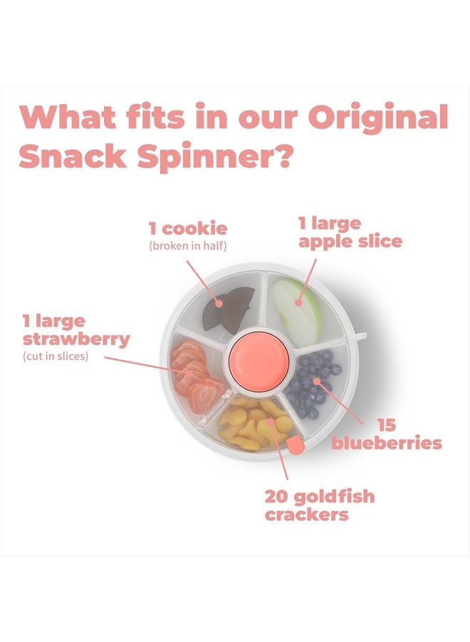 Kids Original Snack Spinner Bundle with Hand Strap and Sticker Sheet - Reusable Snack Container with 5 Compartment Dispenser and Lid | BPA and PVC Free | Dishwasher Safe | No Spill, Leakproof