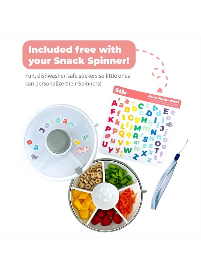 Kids Original Snack Spinner Bundle with Hand Strap and Sticker Sheet - Reusable Snack Container with 5 Compartment Dispenser and Lid | BPA and PVC Free | Dishwasher Safe | No Spill, Leakproof