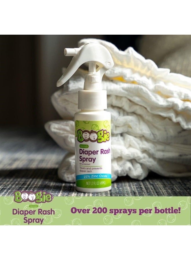 Diaper Rash Cream Spray by Boogie Bottoms, Travel Friendly No-Rub Touch Free Application for Sensitive Skin, from The Maker of Boogie Wipes, Over 200 Sprays per Bottle, 1.7 oz