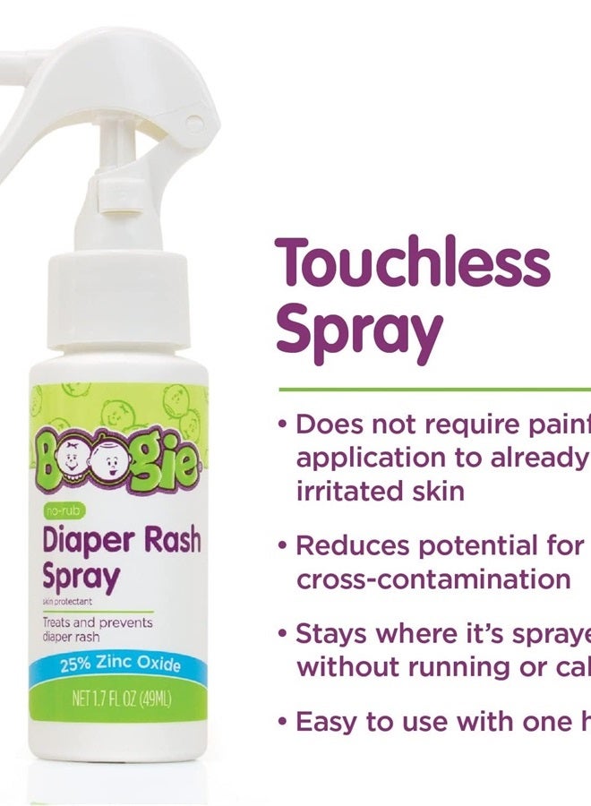 Diaper Rash Cream Spray by Boogie Bottoms, Travel Friendly No-Rub Touch Free Application for Sensitive Skin, from The Maker of Boogie Wipes, Over 200 Sprays per Bottle, 1.7 oz