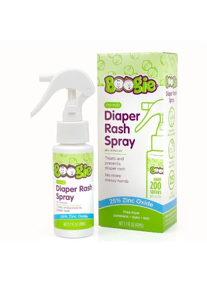 Diaper Rash Cream Spray by Boogie Bottoms, Travel Friendly No-Rub Touch Free Application for Sensitive Skin, from The Maker of Boogie Wipes, Over 200 Sprays per Bottle, 1.7 oz