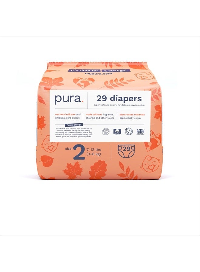 Size 2 Eco-Friendly Diapers (7-13 lbs) TCF, Hypoallergenic, Soft Organic Cotton Comfort, Sustainable, Wetness Indictor. Allergy UK, Paper Packaging. 1 Pack of 29