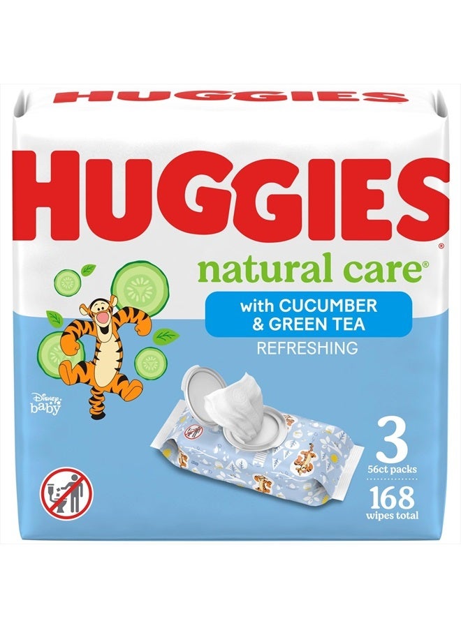Huggies Natural Care Refreshing Baby Wipes, Hypoallergenic, Scented, 56 Count(Pack of 3)