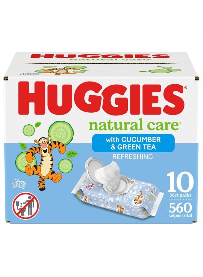 Huggies Natural Care Refreshing Baby Wipes, Hypoallergenic, Scented, 10 Flip-Top Packs (560 Wipes Total), Packaging May Vary