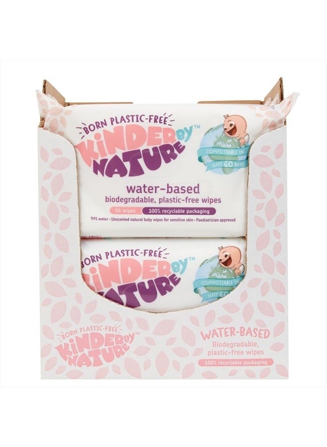 Kinder by Nature Water-Based Baby Wipes - 56 Count (Case of 12 packs)