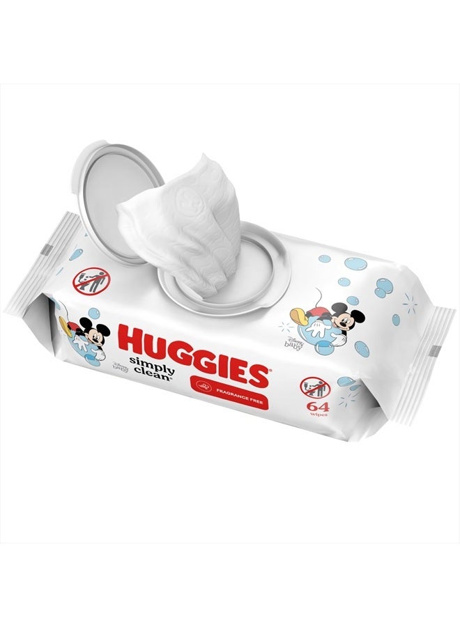 Huggies Simply Clean Fragrance-Free Baby Wipes, Unscented Diaper Wipes, 1 Flip-Top Pack (64 Wipes Total)