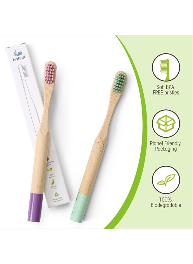 Kids Bamboo Toothbrushes Biodegradable Handle BPA Free Eco Friendly Children Size, Pack of 6 (Spiral Soft Nylon Bristles)