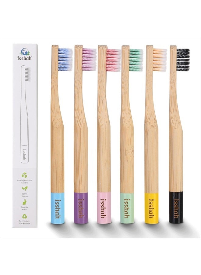 Kids Bamboo Toothbrushes Biodegradable Handle BPA Free Eco Friendly Children Size, Pack of 6 (Spiral Soft Nylon Bristles)