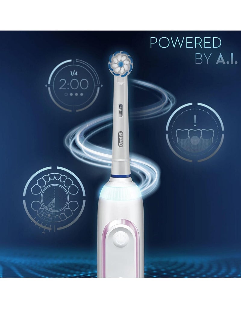 Oral-B Genius X Electric Toothbrush with Artificial Intelligence, App Connected Handle, Travel Case, 6 Mode Display with Teeth Whitening, Pink