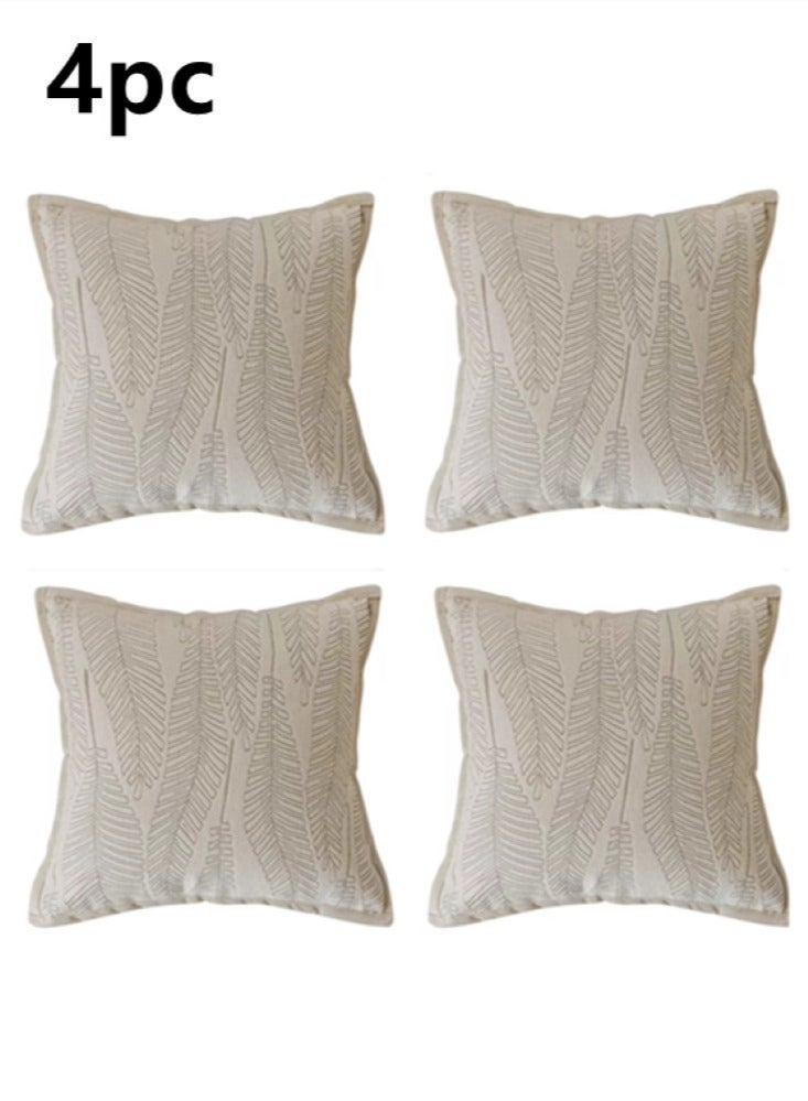 4-Piece Decorative Cushion Cover Pillow Cases Chenille Off-White 45x45 Centimeter