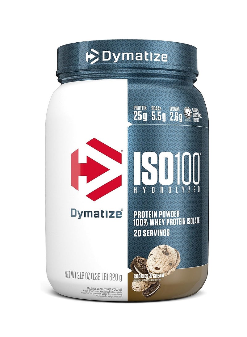 ISO100 Hydrolyzed Protein Powder Cookies and Cream 1.36 Pound