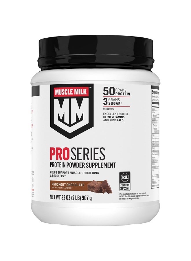Pro Series Protein Powder Supplement,Knockout Chocolate,2 Pound,11 Servings,50g Protein,3g Sugar,20 Vitamins & Minerals,NSF Certified for Sport,Workout Recovery,Packaging May Vary