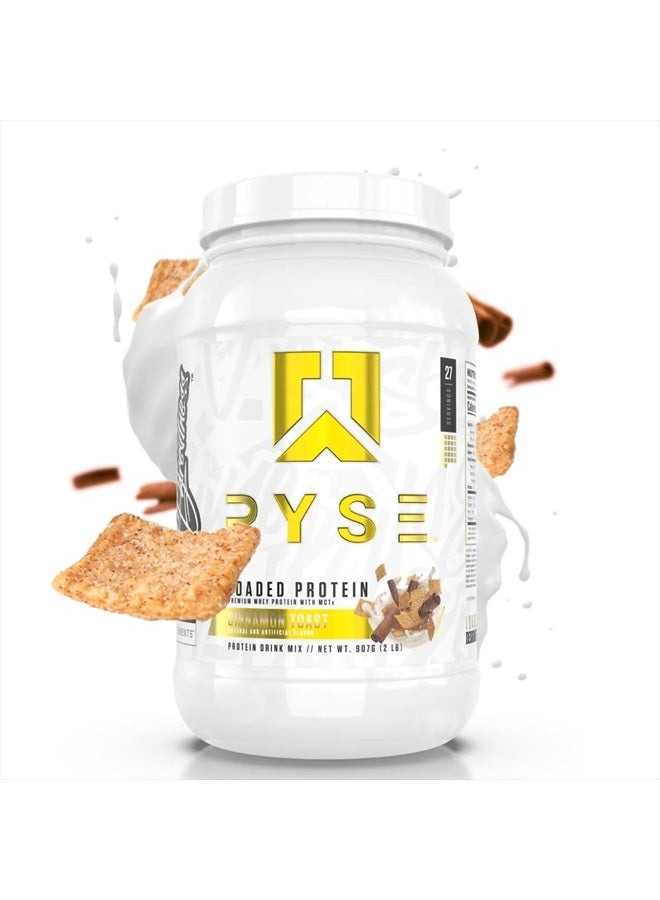 Loaded Protein Powder | 25g Whey Protein Isolate & Concentrate | with Prebiotic Fiber & MCTs | Low Carbs & Low Sugar | 27 Servings (Cinnamon Toast)