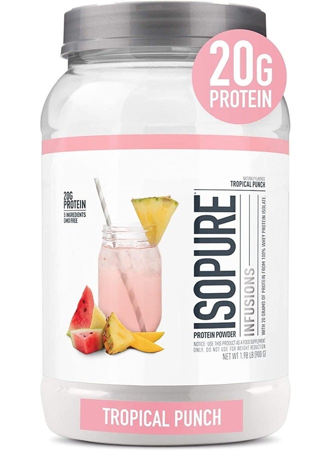 Protein Powder, Clear Whey Isolate Protein, Post Workout Recovery Drink Mix, Gluten Free with Zero Added Sugar, Infusions- Tropical Punch, 36 Servings