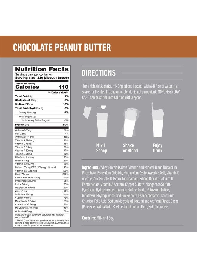 Protein Powder, Low Carb Whey Isolate with Vitamin C & Zinc for Immune Support, 25g Protein, Keto Friendly, Chocolate Peanut Butter, 40 Servings, 3 Pounds (Packaging May Vary)