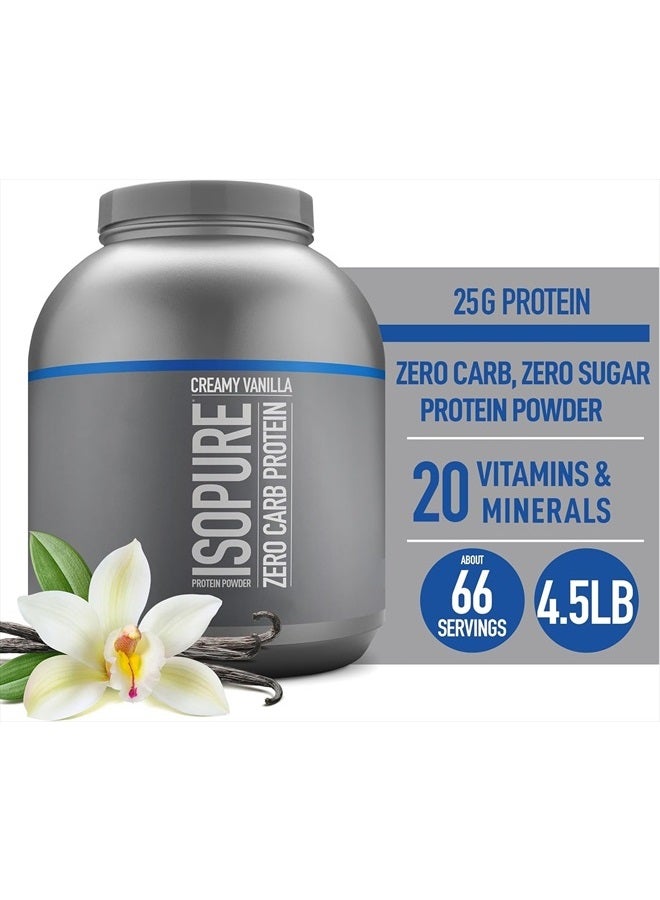 Protein Powder, Whey Isolate with Vitamin C & Zinc for Immune Support, 25g Protein, Zero Carb & Keto Friendly, Flavor: Creamy Vanilla, 66 Servings, 4.5 Pounds (Packaging May Vary)