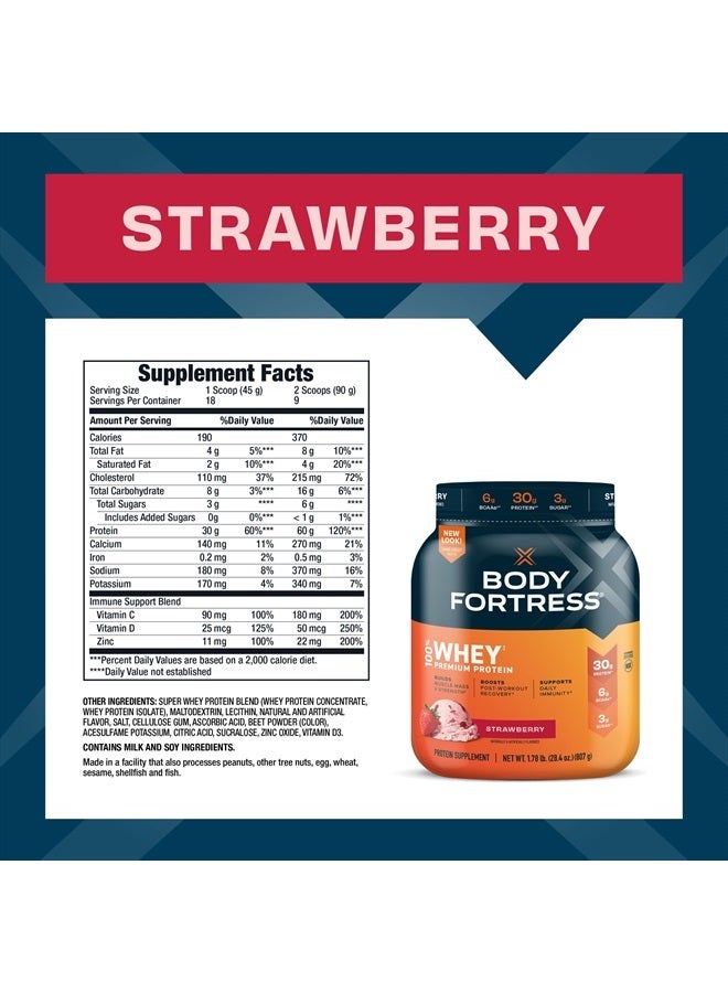 100% Whey, Premium Protein Powder, Strawberry, 1.78lbs (Packaging May Vary)