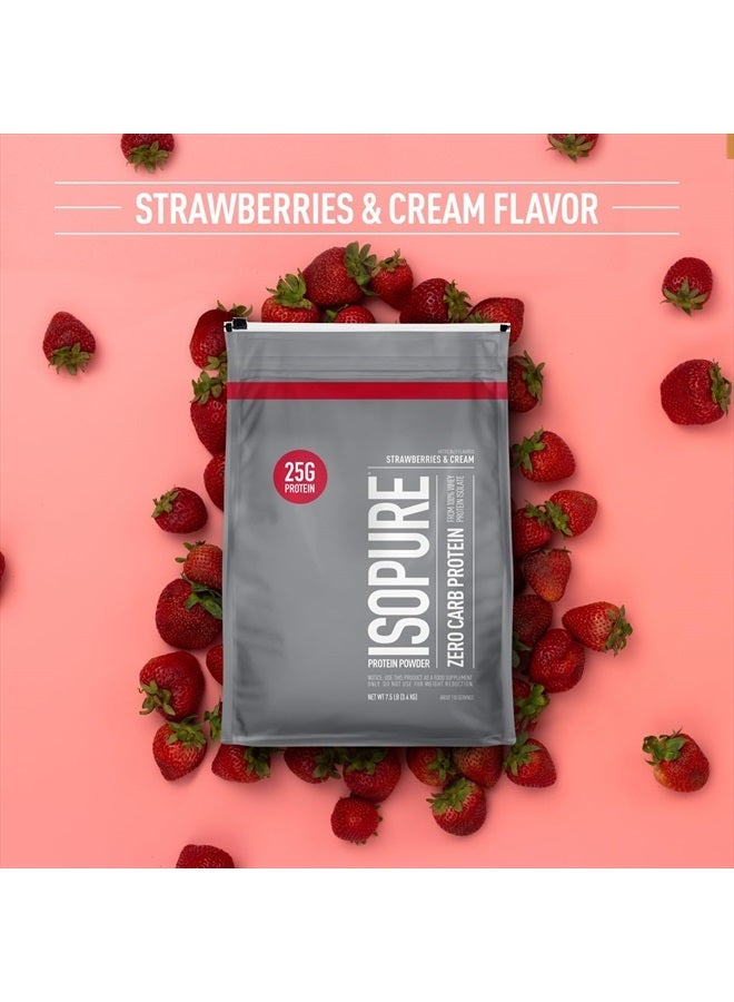 Protein Powder, Zero Carb Whey Isolate, Gluten Free, Lactose Free, 25g Protein, Keto Friendly, Strawberries & Cream, 110 Servings, 7.5 Pound (Packaging May Vary)