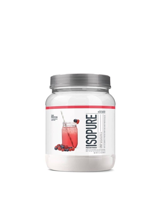 Protein Powder, Clear Whey Isolate Protein, Post Workout Recovery Drink Mix, Gluten Free with Zero Added Sugar, Infusions- Mixed Berry, 16 Servings