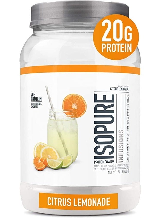 Protein Powder, Clear Whey Isolate Protein, Post Workout Recovery Drink Mix, Gluten Free with Zero Added Sugar, Infusions- Citrus Lemonade, 36 Servings, 1.98 LB
