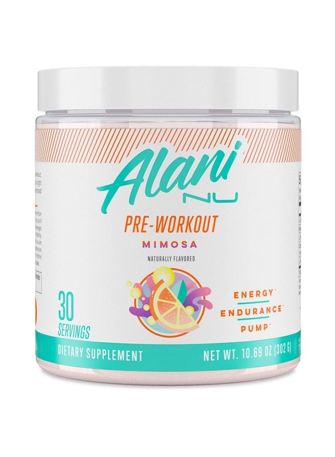 Pre Workout Powder Mimosa | Amino Energy Boost | Endurance Supplement | Sugar Free | 200mg Caffeine | L-Theanine, Beta-Alanine, Citrulline | 30 Servings