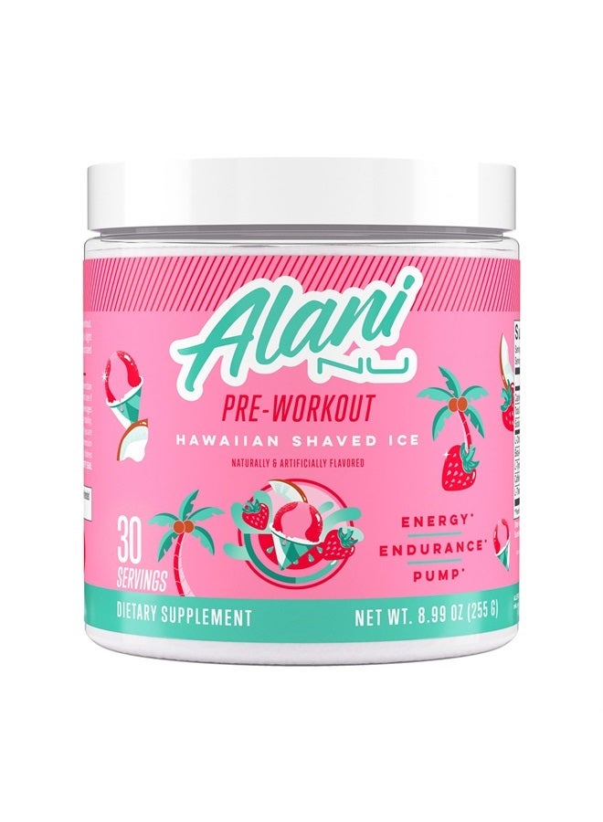 Pre Workout Powder Hawaiian Shaved ICE | Amino Energy Boost | Endurance Supplement | Sugar Free | 200mg Caffeine | L-Theanine, Beta-Alanine, Citrulline | 30 Servings