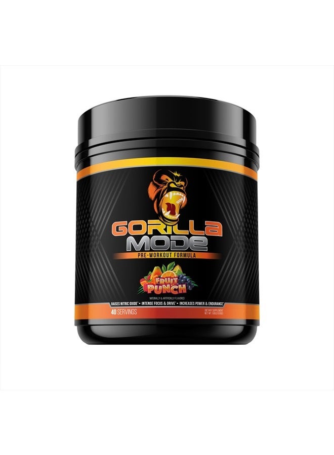 Gorilla Mode Pre Workout - Massive Pumps · Laser Focus · Energy · Power - L-Citrulline, Creatine, L-Tyrosine, Betaine, Hydroprime®, Alpha-GPC, 400mg Caffeine, Huperzine A - 816g (Fruit Punch)