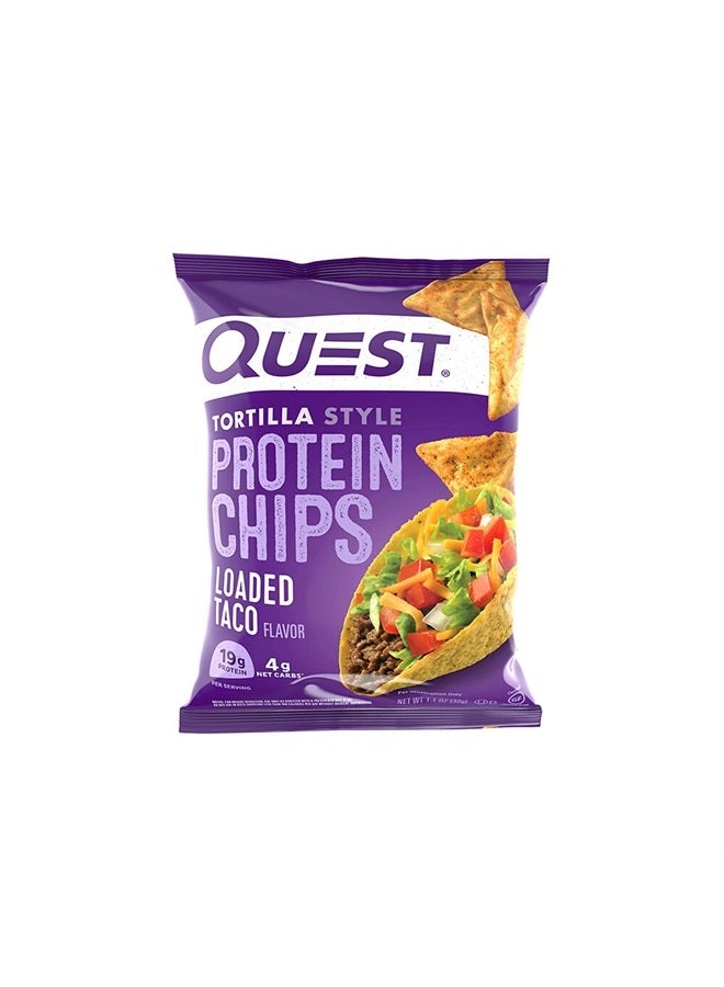 Tortilla Style Protein Chips, Loaded Taco, Low Carb, Gluten Free, Baked, 1.1 Ounce (Pack of 12)