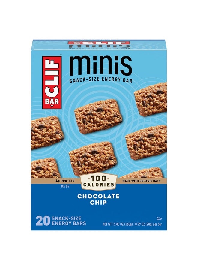 Minis - Chocolate Chip - Made with Organic Oats - 4g Protein - Non-GMO - Plant Based - Snack-Size Energy Bars - 0.99 oz. (20 Pack)