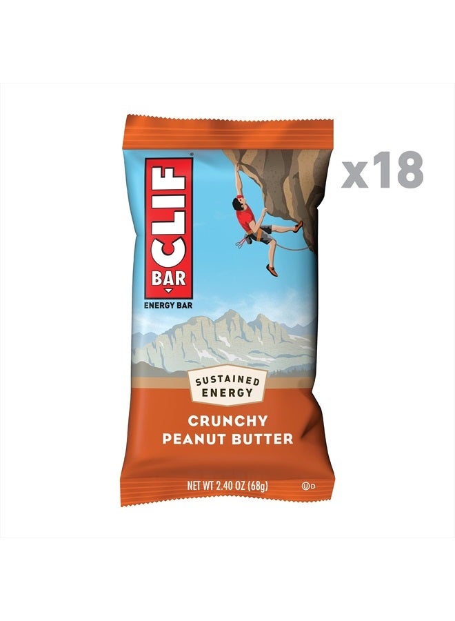Crunchy Peanut Butter - Made with Organic Oats - 11g Protein - Non-GMO - Plant Based - Energy Bars - 2.4 oz. (18 Pack)