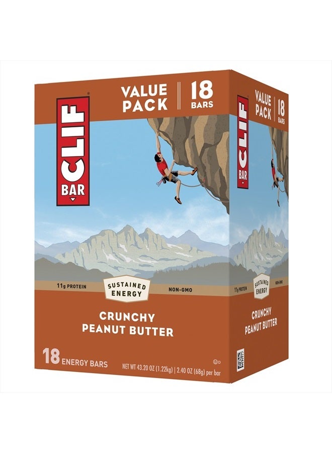 Crunchy Peanut Butter - Made with Organic Oats - 11g Protein - Non-GMO - Plant Based - Energy Bars - 2.4 oz. (18 Pack)
