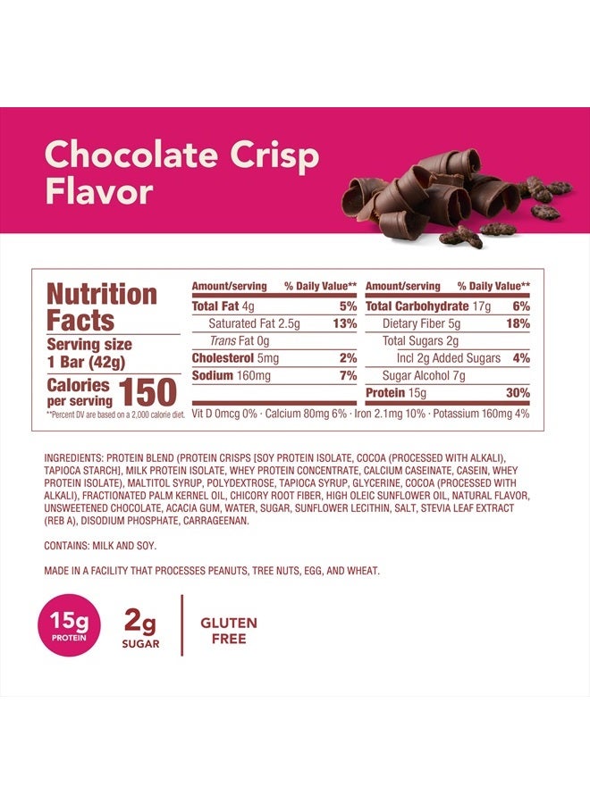Protein Bars, High Protein Snacks, Gluten Free, Kosher Friendly, Chocolate Crisp, 10 Count (Packaging May Vary)