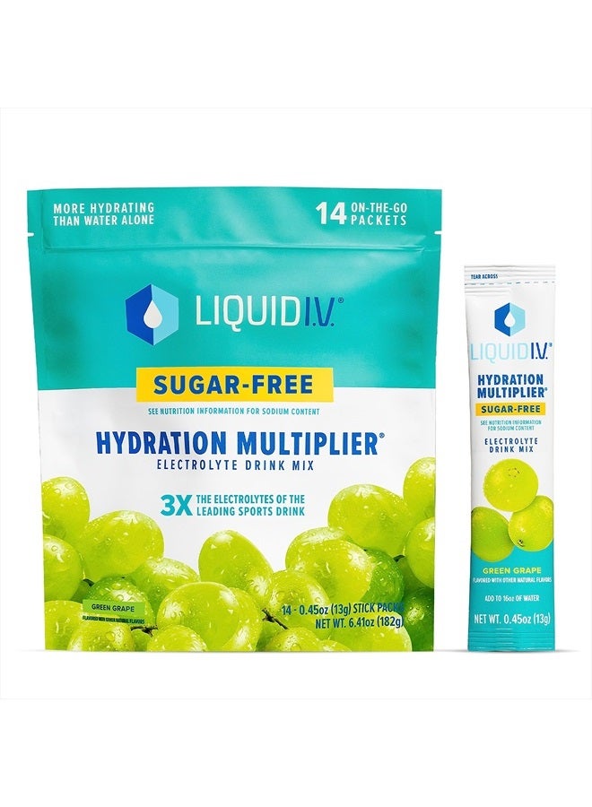 ® Hydration Multiplier® Sugar-Free - Green Grape - Hydration Powder Packets | Electrolyte Powder Drink Mix | Convenient Single-Serving Sticks | Non-GMO | 1 Pack (14 Servings)
