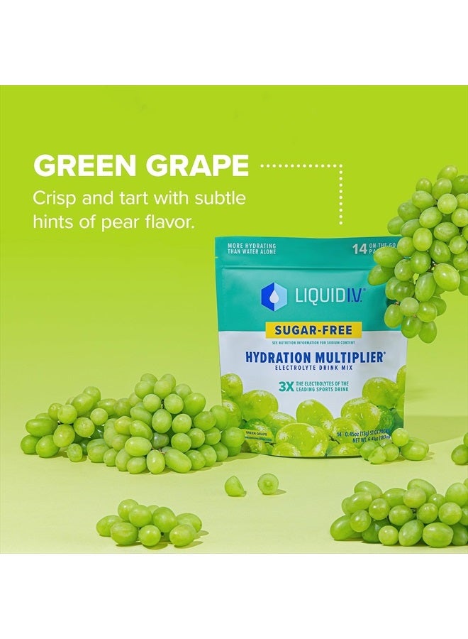 ® Hydration Multiplier® Sugar-Free - Green Grape - Hydration Powder Packets | Electrolyte Powder Drink Mix | Convenient Single-Serving Sticks | Non-GMO | 1 Pack (14 Servings)