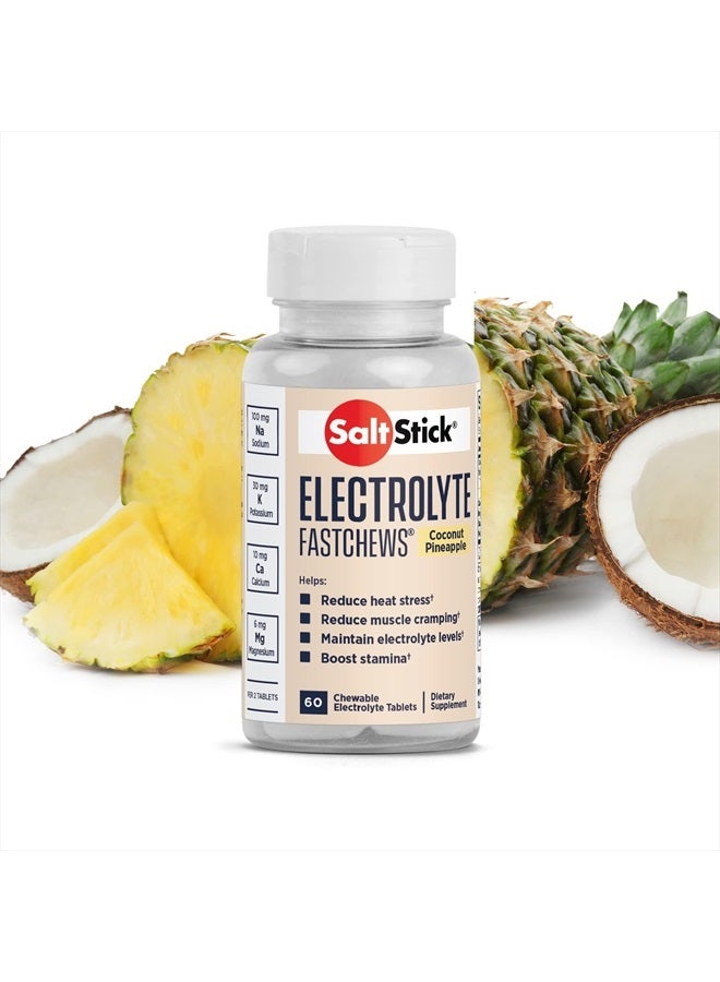 Electrolyte FastChews - 60 Coconut Pineapple Chewable Electrolyte Tablets - Salt Tablets for Runners, Sports Nutrition, Electrolyte Chews - 60 Count Bottle